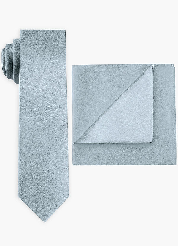 front Metallic Satin Wide Tie and Pocket Square Set