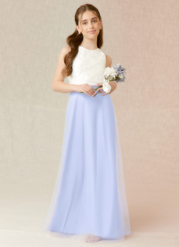 Azazie Albertine Junior A라인 쉬폰 플로어 길이 주니어 신부 들러리 드레스 드레스 image1