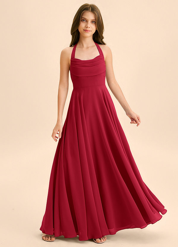 Azazie Kady Junior A-Linie Herzausschnitt Chiffon Kleid Scharlachrot image1