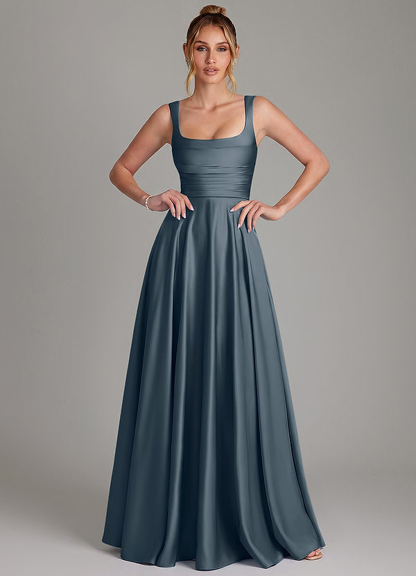 Azaria Bridesmaid Dresses Twilight A-Line Corset Stretch Satin Dress image1