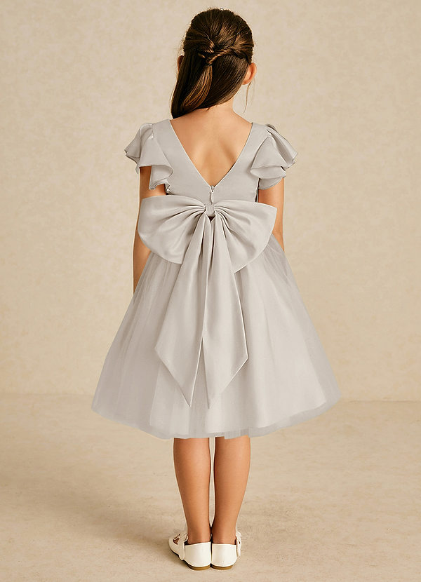 Azazie Kaeya Flower Girl Dresses Frost A-Line Bow Tulle Dress image1