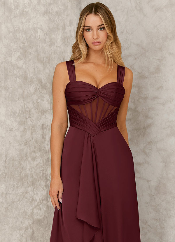 front Corseted Sweetheart Stretch Satin A-line Dress