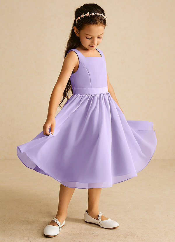 Azazie Ari Flower Girl Dresses Lilac A-Line Sleeveless Chiffon Dress image1