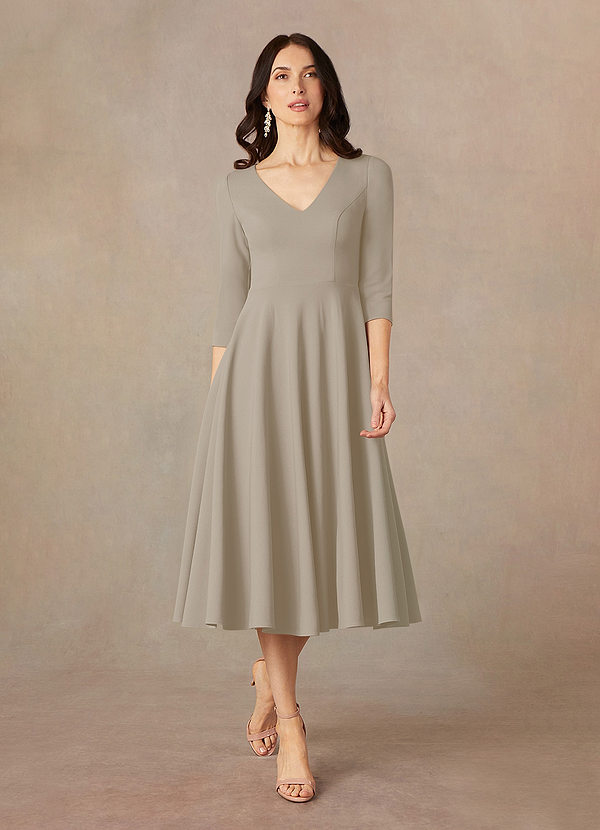 Azazie Nassif Mother of the Brides Dresses Taupe A-Line Stretch Crepe Dress image1