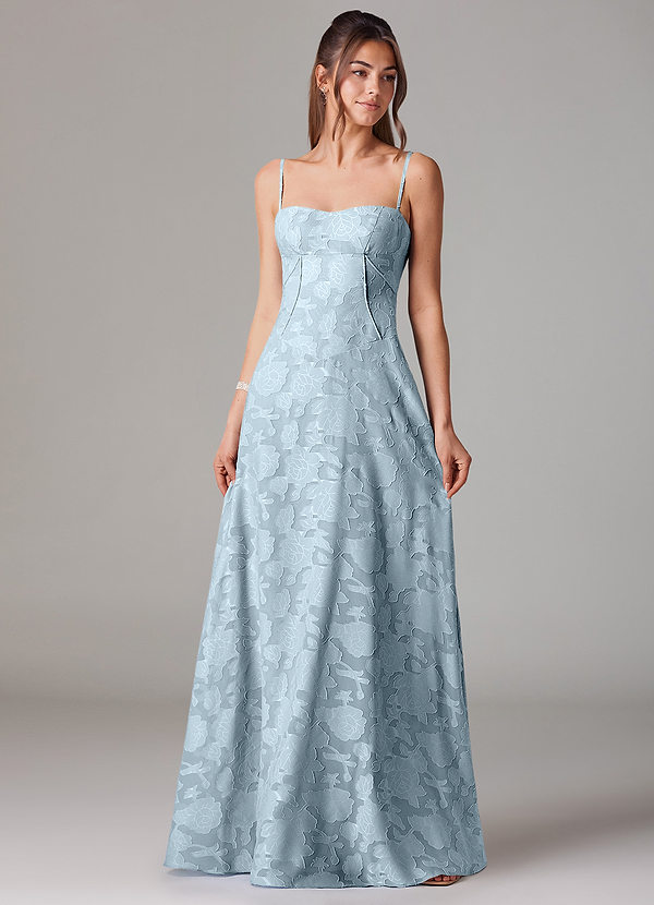 Azazie Valentine Bridesmaid Dresses Sky Blue A-Line Sweetheart Neckline Floral Burnout Dress image1