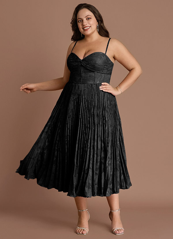 Annie Black Pleated Midi Dress image1