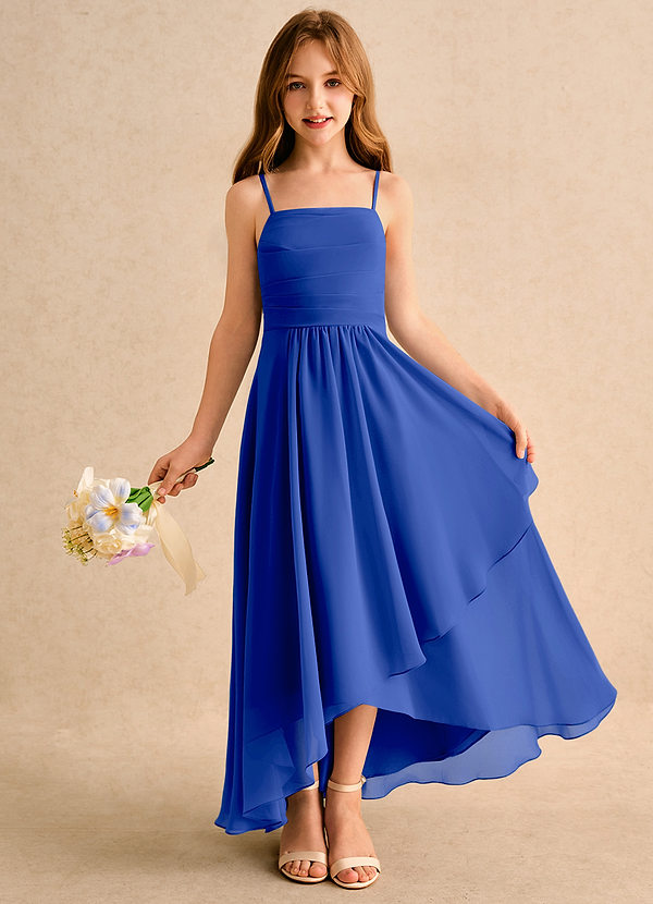 Azazie Twilight Dance Girls Formal Flower Girl Dresses Royal Blue A-Line Pleated Chiffon Dress image1