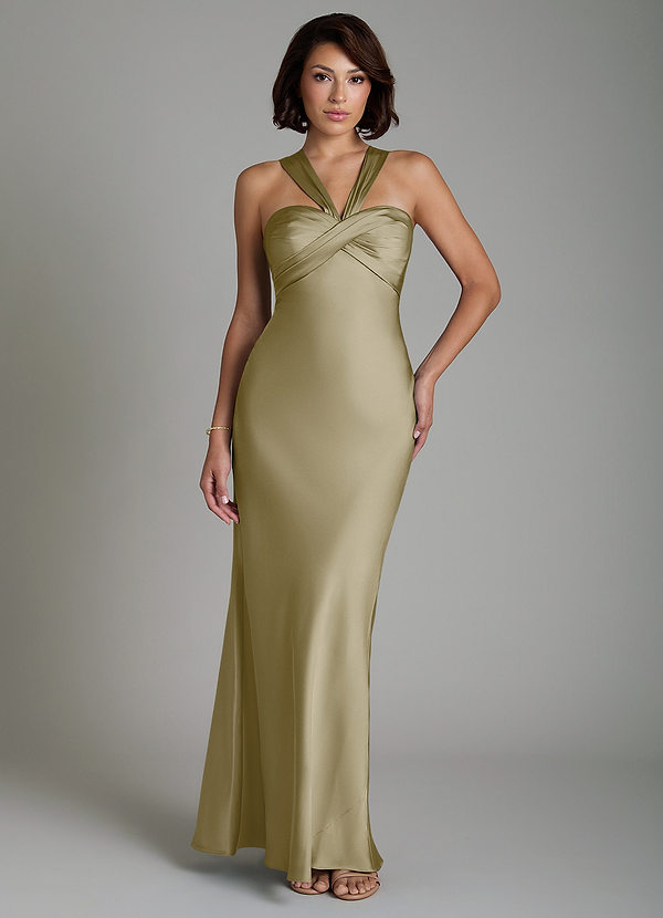 Azazie Zaria Bridesmaid Dresses Moss Green Mermaid Sweetheart Neckline Stretch Satin Dress image1
