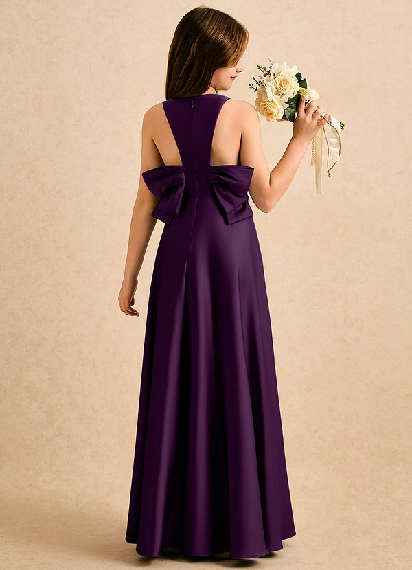 Azazie Nisha Girls Formal Sukienki dla dziewczynek sypiących kwiaty Linia A Pofałdowany Satyna elastyczna Długość podłogi Sukienka image1