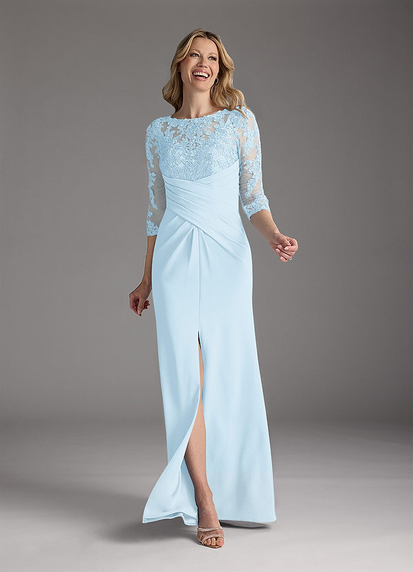 Azazie Margene Mother of the Bride Dresses Sky Blue Sheath Lace Stretch Crepe Dress image1