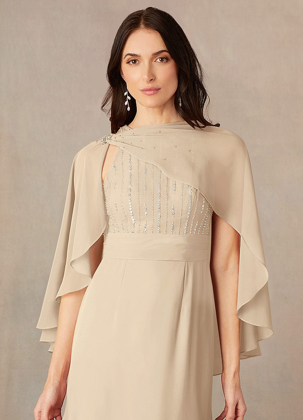 front Azazie Chiffon Asymmetrical Wrap