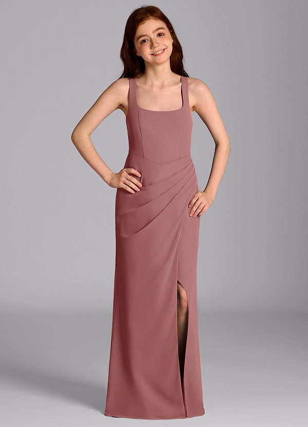 Azazie Mero Junior Desert Rose Mermaid Pleated Chiffon Dress image1