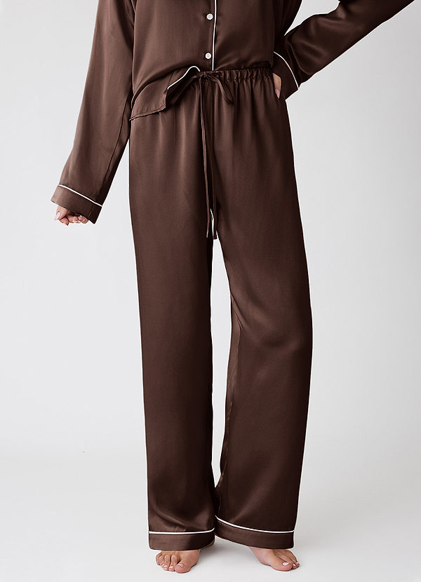 front Expresado Pantalones de pijama de seda 100 % lavables