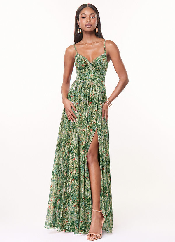 Zeya Bridesmaid Dresses Meadow Bloom A-Line V-Neck Pleated Chiffon Dress image1