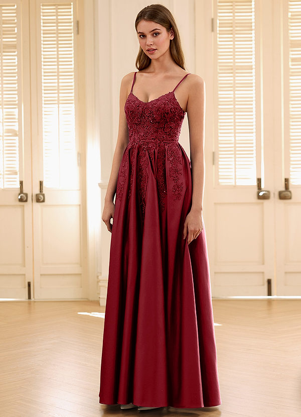 Roselle Burgundy Applique A-Line Prom Dress image1