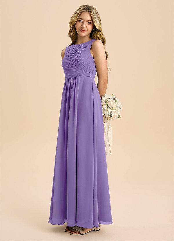 Azazie Skyla Junior A-Linie Plissee Chiffon Kleid Tahiti image1