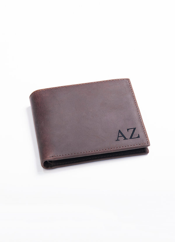 front Customizable Men's Leather Bifold Wallet