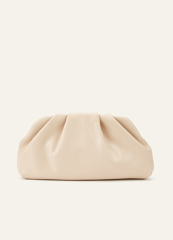 Gathered Faux Leather Clutch Bag front