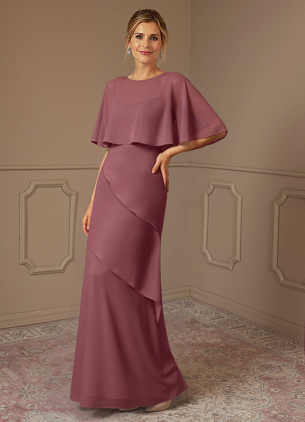Azazie Bowie Abiti Mamma della Sposa Abito A-Line in Chiffon Rosa Del Deserto image1