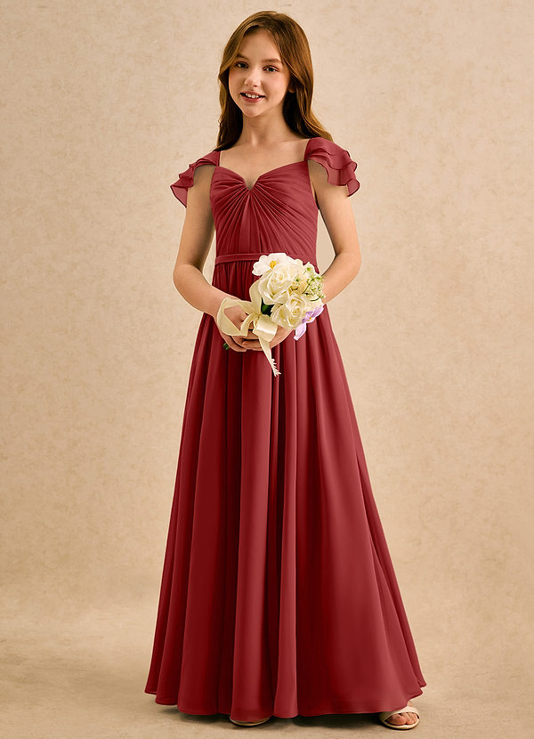 Azazie Meimei Girls Formal Vestidos de Niña de Flores Vestido de Óxido de Gasa de Corte en A con Plisado image1