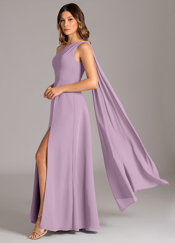 Azazie Tella Bridesmaid Dresses Wisteria A-Line One Shoulder Chiffon Dress image1