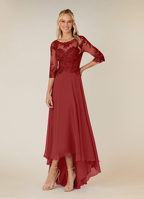 Azazie Monza Mother of the Brides Dresses Rust A-Line Lace Chiffon Dress image1