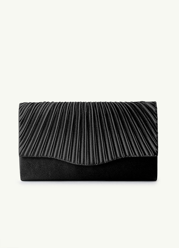 front Pochette a busta in raso metallizzato plissettato in tinta