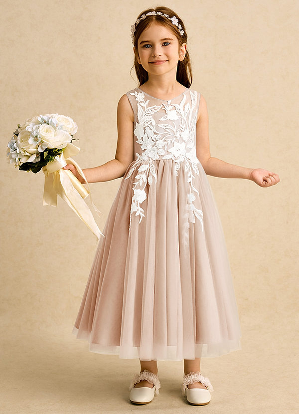 Azazie Sundae Flower Girl Dresses English Rose Ball-Gown Lace Dress image1