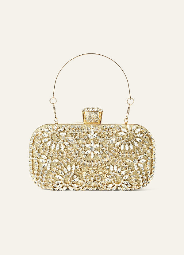 front Crystal And Rhinestone Embellished Clutch Bag