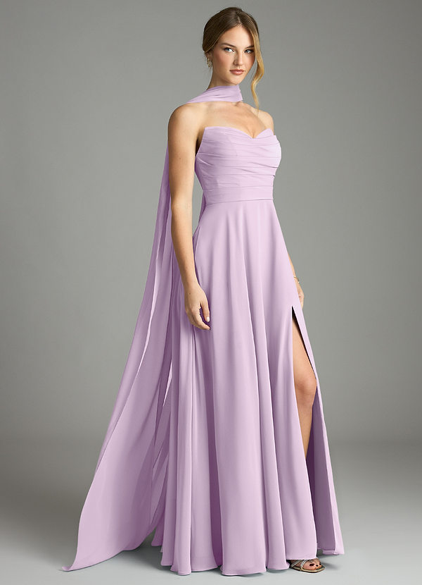 Azazie Ayla Abiti da Damigella Abito A-Line in Chiffon Scollo a Cuore Lilla Glassato image1