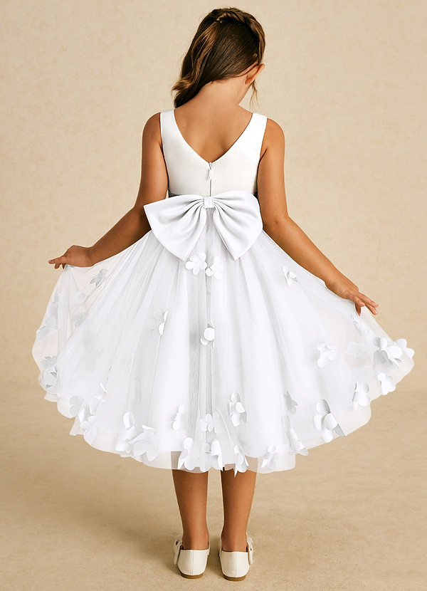 Azazie Sprout Flower Girl Dresses White A-Line Bow Tulle Dress image1