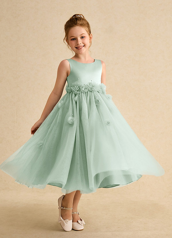 Azazie Lux Flower Girl Dresses Agave A-Line Beaded Tulle Dress image1