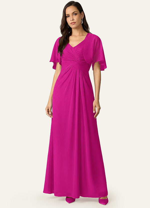 front Azazie Abrigo De Gasa Salome De Colores A Juego