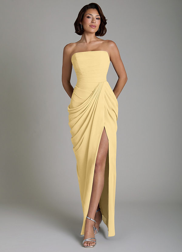 Azazie Nyra Bridesmaid Dresses Butter Sheath Corset Chiffon Dress image1