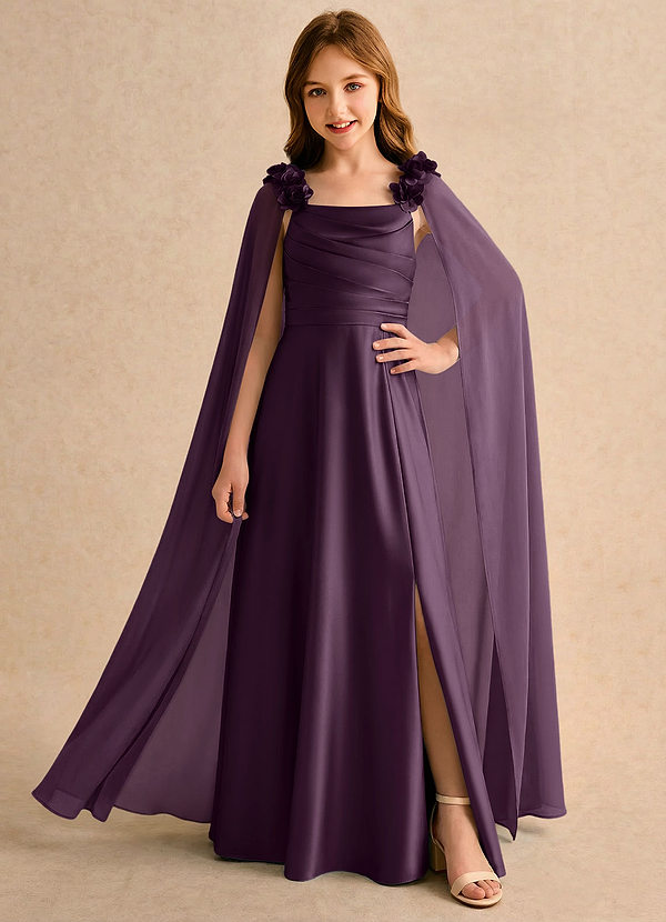 Azazie Rosita Girls Formal Klänningar för brudeflicka Klä A-Line i Stretch Satin Plisserad image1