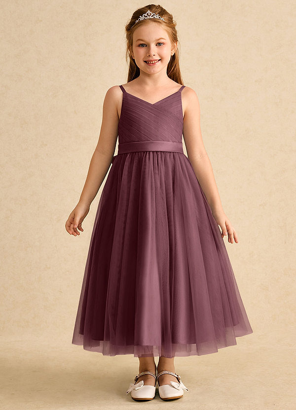 Azazie Patootie Vestidos de Niña de Flores Vestido de Sangrado de Tul de Corte En A con Tirante Espagueti image1