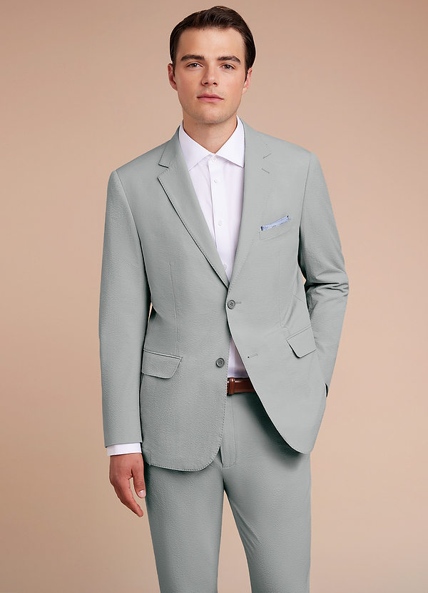 front Miles Light Grey Seersucker Suit Jacket