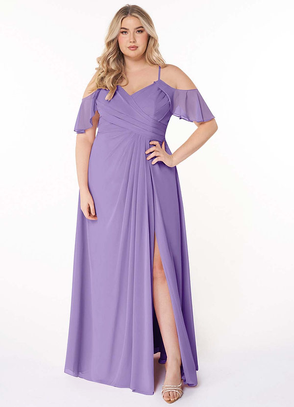 Azazie Dakota Bridesmaid Dresses Tahiti A-Line V-Neck Pleated Chiffon Dress image1