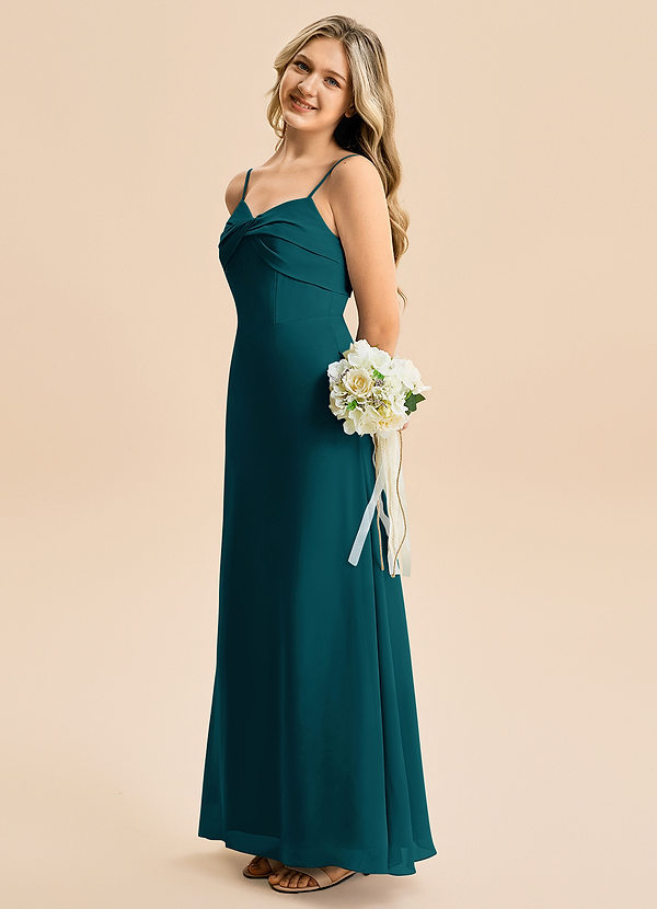 Azazie Jordyn Junior Vestido de Pino de Gasa de Corte en A con Escote de Corazón image1