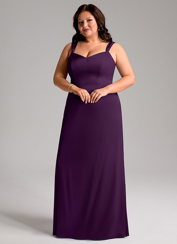 Azazie Denice Brautjungfernkleider Etui Plissee Stretch-Satin Kleid Traube image1