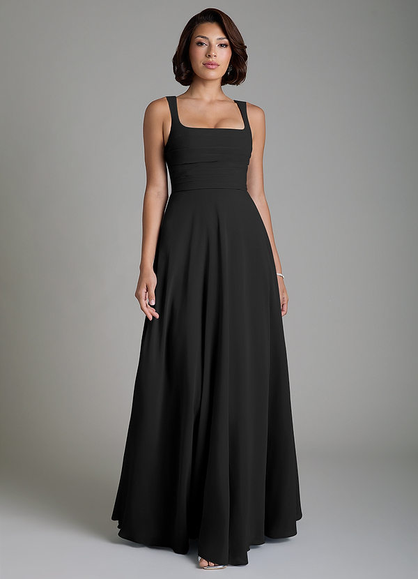 Azaria Bridesmaid Dresses Black A-Line Corset Chiffon Dress image1