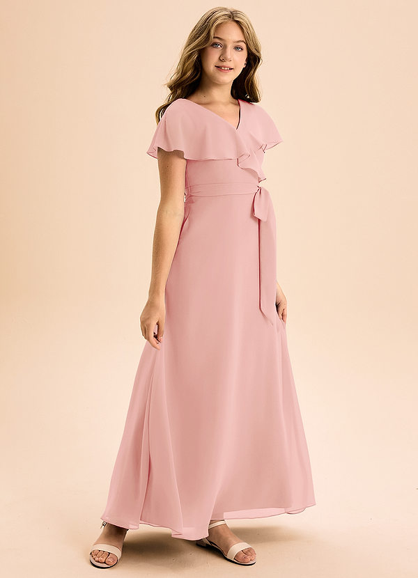 Azazie Lainey Junior Rosette A-Line with Pockets Chiffon Dress image1