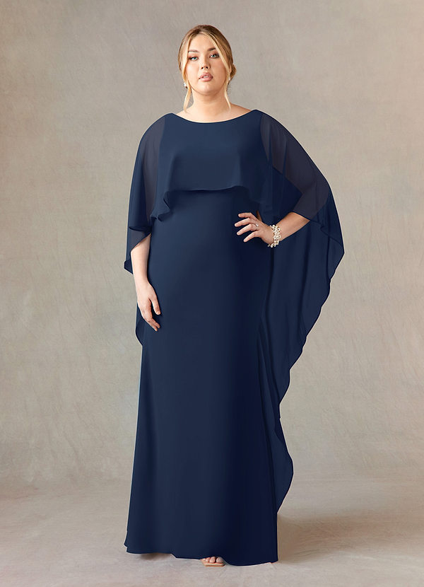 Azazie Dion Mother of the Brides Dresses Dark Navy Sheath Scoop Stretch Crepe Dress image1