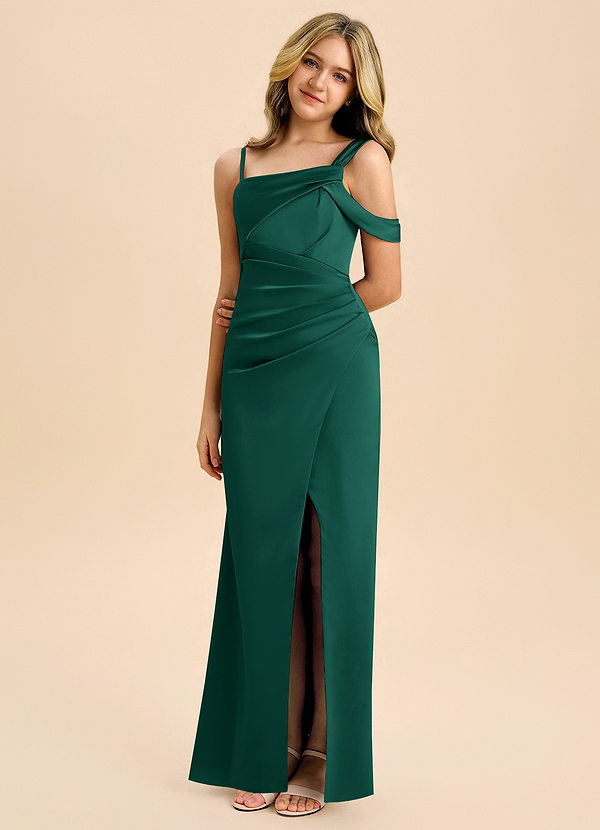 Azazie Wynter Junior Abito in Raso Elasticizzato Plissettato Smeraldo image1