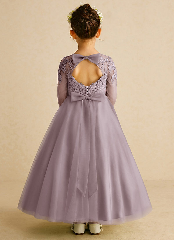 Azazie Precious Flower Girl Dresses Dusk A-Line Lace Tulle Dress image1