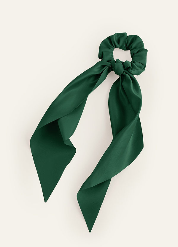 front Matching Color Matte Satin Hair Scarf Scrunchie