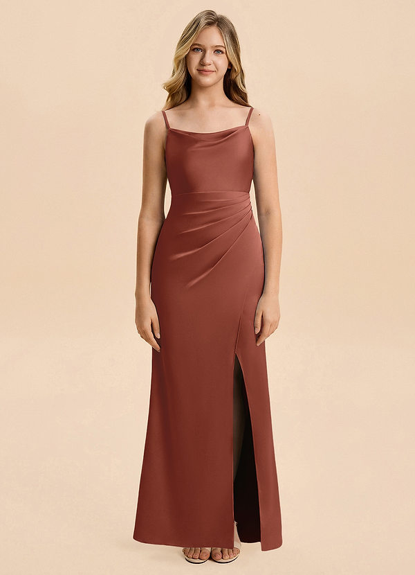 Azazie Christen Junior Klä av A-Line i Stretch Satin Plisserad image1