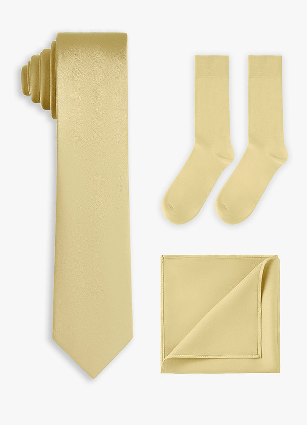 front Matching Stretch Satin Skinny Tie & Pocket Square & Socks Set
