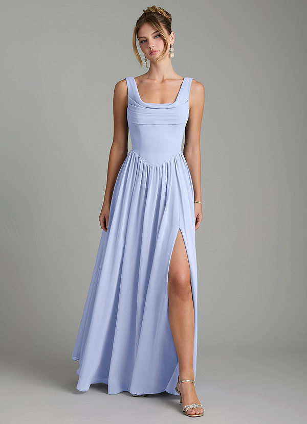 Azazie Novi Bridesmaid Dresses Ice A-Line Pleated Chiffon Dress image1