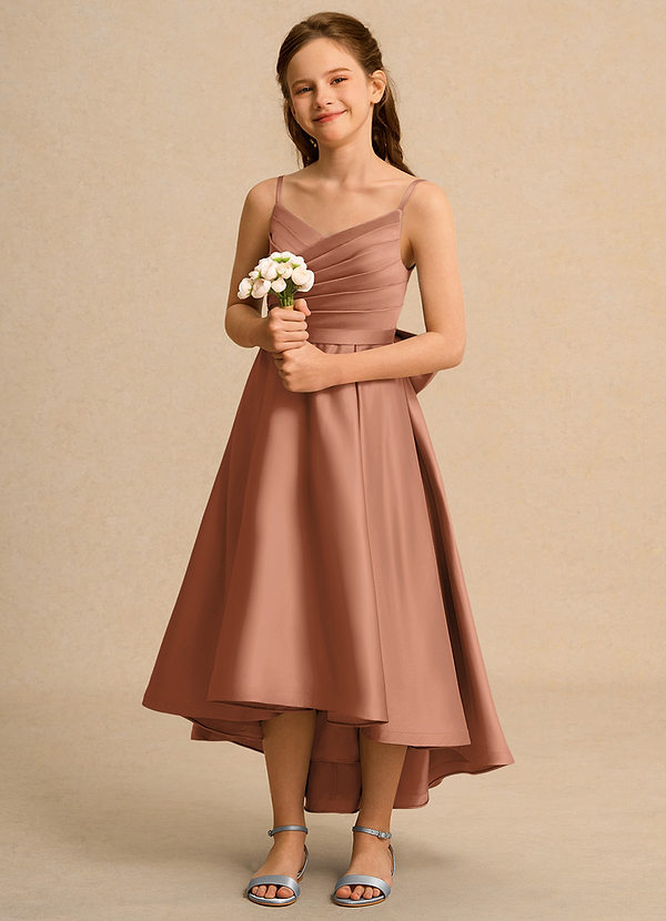 Azazie Sweets Junior Formal Klänningar för brudeflicka Klä A-Line i Matt satäng Plisserad image1